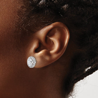14k White Gold 2 1/5 Ct. Lab Grown Diamond VS/SI+ G+ Oval Halo Earrings