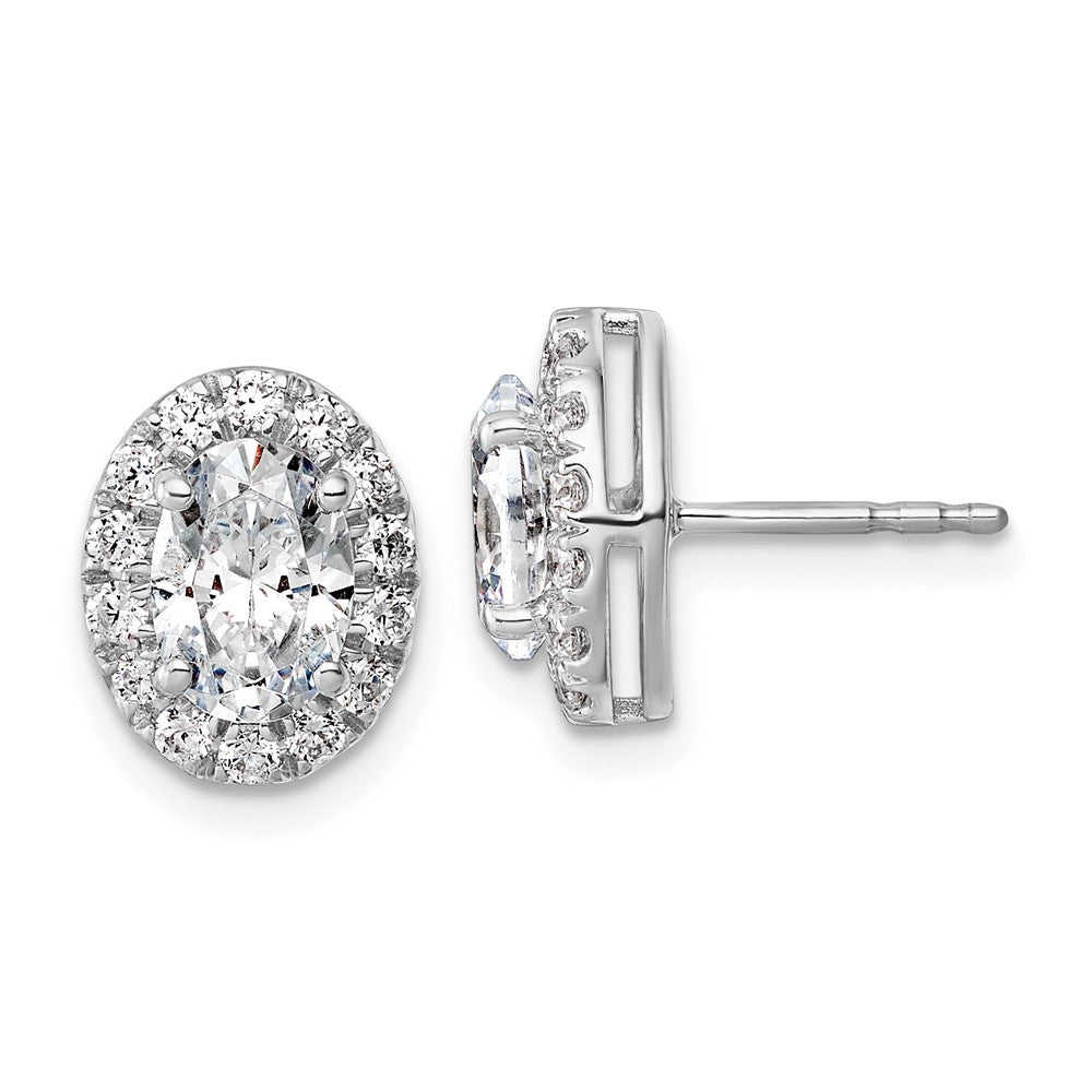 14k White Gold 2 1/5 Ct. Lab Grown Diamond VS/SI+ G+ Oval Halo Earrings