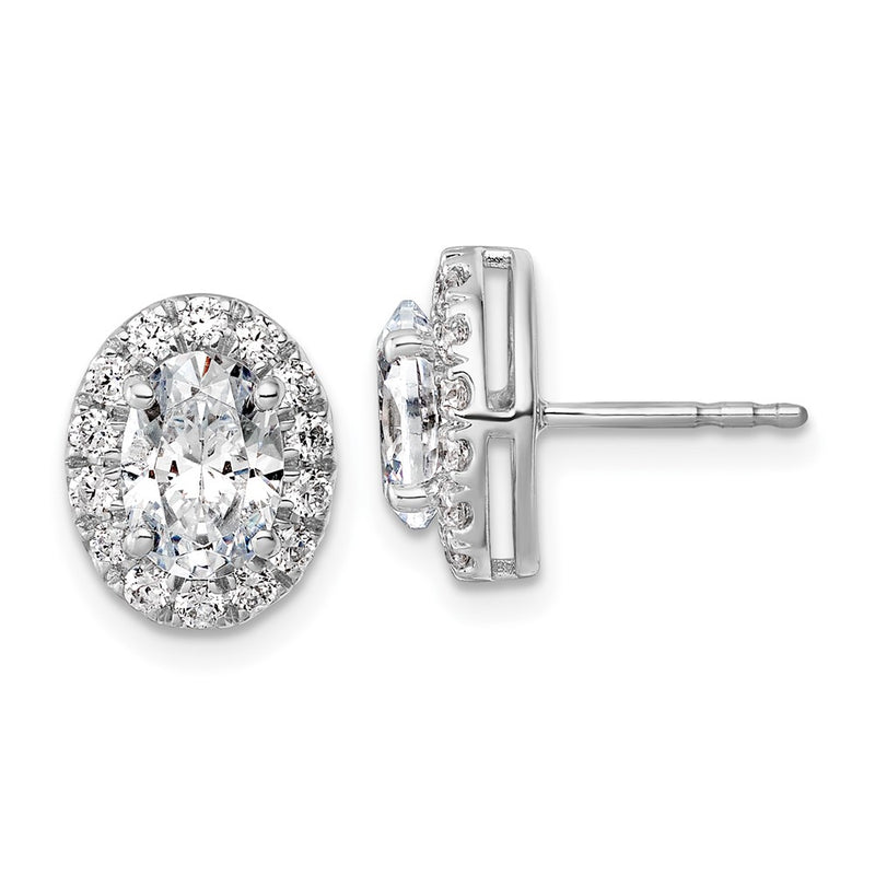 14k White Gold 2 1/5 Ct. Lab Grown Diamond VS/SI+ G+ Oval Halo Earrings
