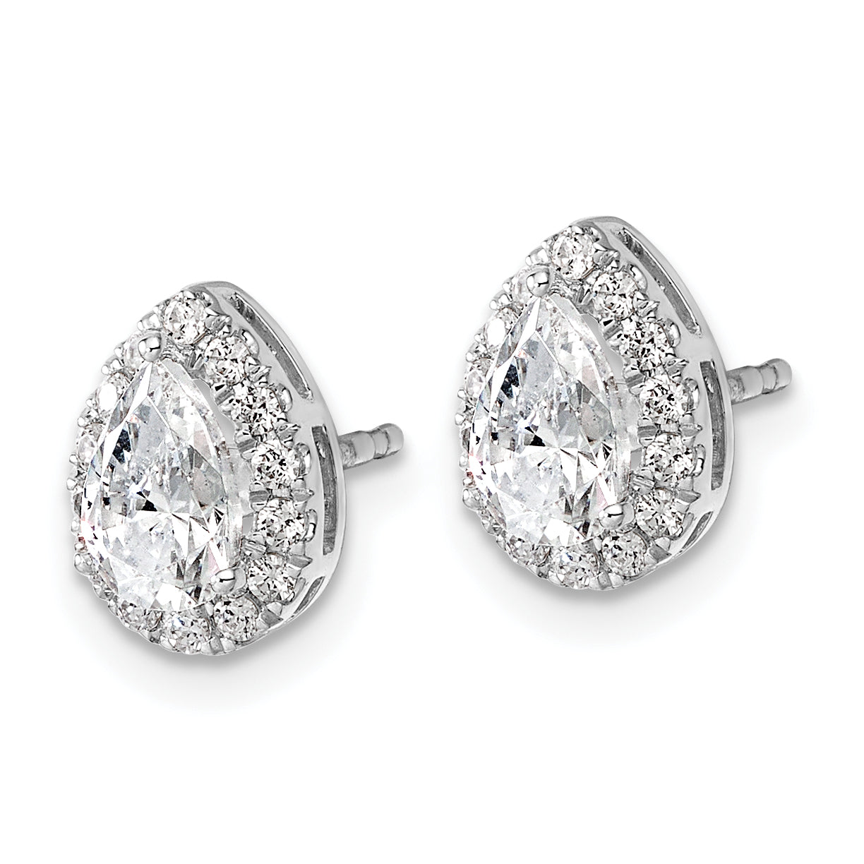 14k White Gold 1/4 Ct. Lab Grown Diamond VS/SI+ G+ Pear Halo Earrings