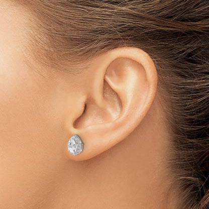 14k White Gold 1 1/4 Ct. Lab Grown Diamond VS/SI+ G+ Pear Halo Earrings
