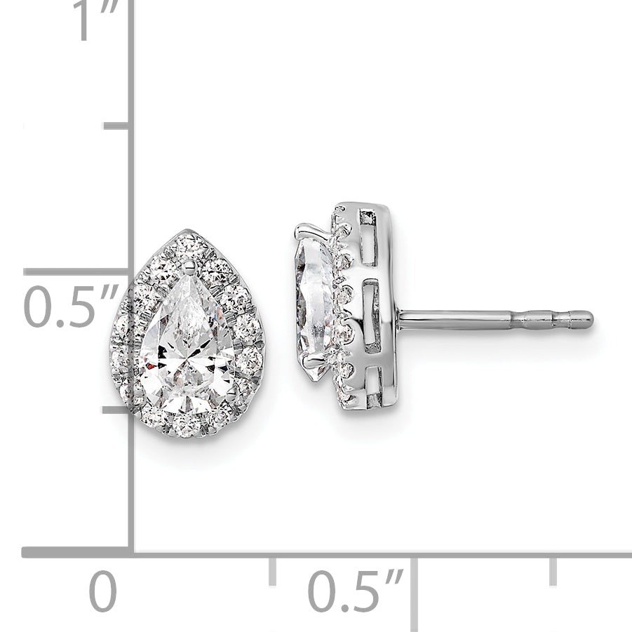 14k White Gold 1 1/4 Ct. Lab Grown Diamond VS/SI+ G+ Pear Halo Earrings