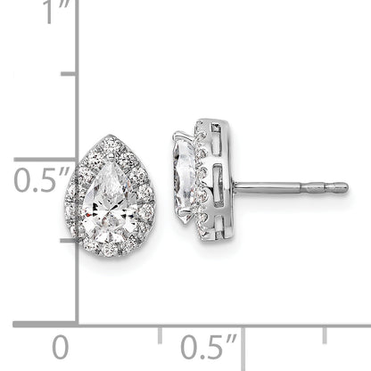 14k White Gold 1 1/4 Ct. Lab Grown Diamond VS/SI+ G+ Pear Halo Earrings
