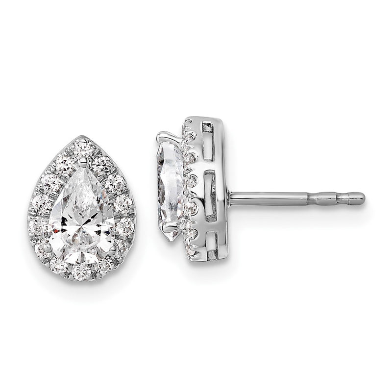 14k White Gold 1/4 Ct. Lab Grown Diamond VS/SI+ G+ Semi-Mount Pear Halo Earrings