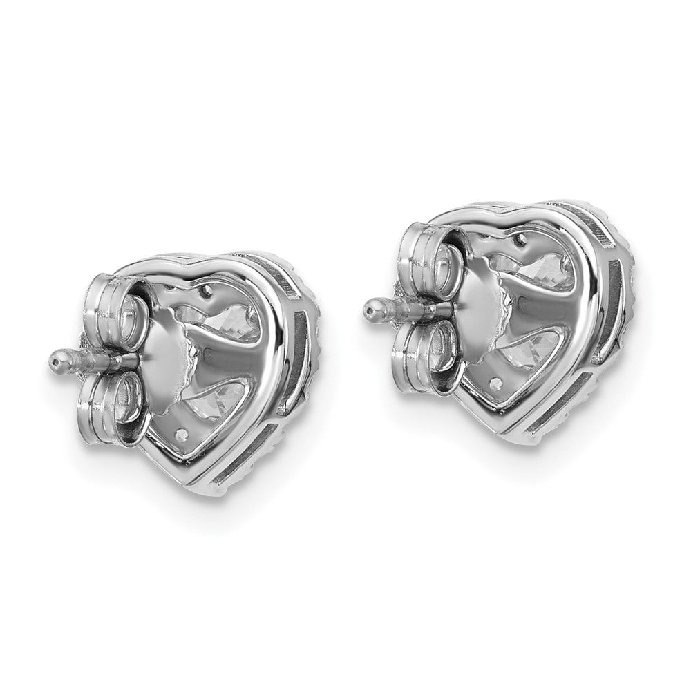 14k White Gold 1 1/4 Ct. Lab Grown Diamond VS/SI+ G+ Complete Halo Heart Post Earrings