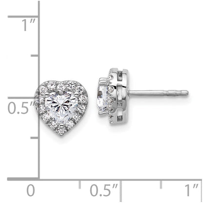 14k White Gold 1/4 Ct. Lab Grown Diamond VS/SI+ G+ 1/2 Center Semi Mount Halo Heart Post Earrings