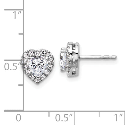 14k White Gold 1 1/4 Ct. Lab Grown Diamond VS/SI+ G+ Halo Heart Post Earrings