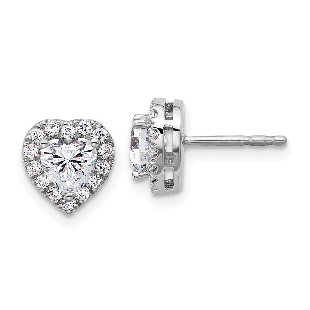 14k White Gold 1/4 Ct. Lab Grown Diamond VS/SI+ G+ 1/2 Center Semi Mount Halo Heart Post Earrings