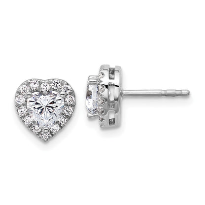 14k White Gold 1/4 Ct. Lab Grown Diamond VS/SI+ G+ 1/2 Center Semi Mount Halo Heart Post Earrings