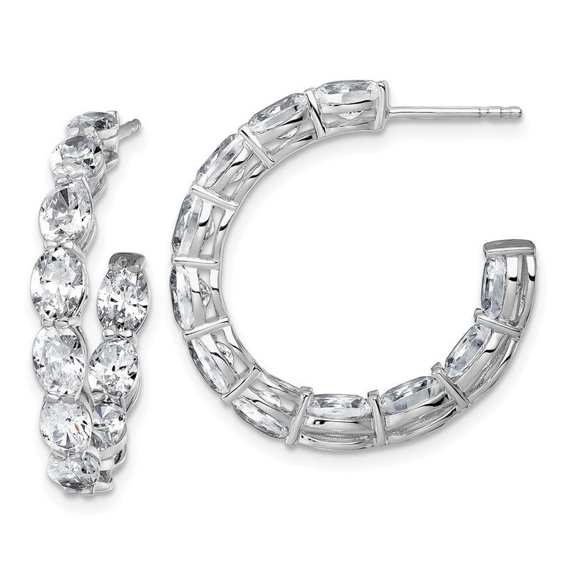 14k White Gold 6 Ct. Lab Grown Diamond VS/SI+ G+ Oval In and Out Hoop Earrings