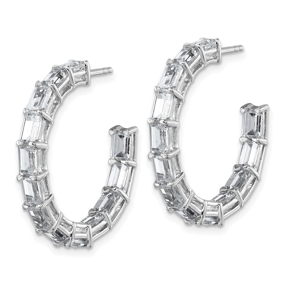 14K White Gold 6 1/2 Carat Lab Grown Diamond Vs/Si+ G+ Emerald Complete In And Out Hoop Earrings