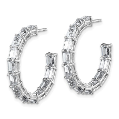 14K White Gold 6 1/2 Carat Lab Grown Diamond Vs/Si+ G+ Emerald Complete In And Out Hoop Earrings