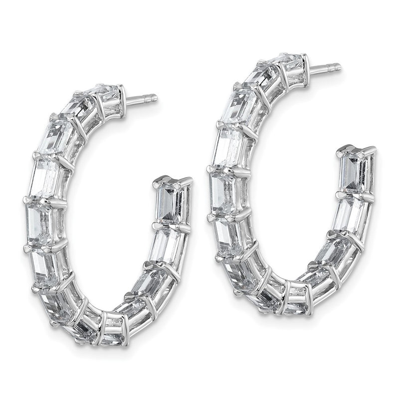 14K White Gold 6 1/2 Carat Lab Grown Diamond Vs/Si+ G+ Emerald Complete In And Out Hoop Earrings
