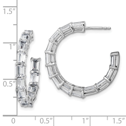 14K White Gold 6 1/2 Carat Lab Grown Diamond Vs/Si+ G+ Emerald Complete In And Out Hoop Earrings