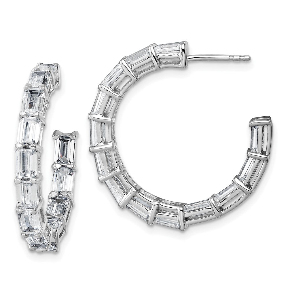 14K White Gold 6 1/2 Carat Lab Grown Diamond Vs/Si+ G+ Emerald Complete In And Out Hoop Earrings