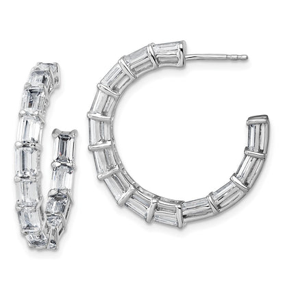 14K White Gold 6 1/2 Carat Lab Grown Diamond Vs/Si+ G+ Emerald Complete In And Out Hoop Earrings