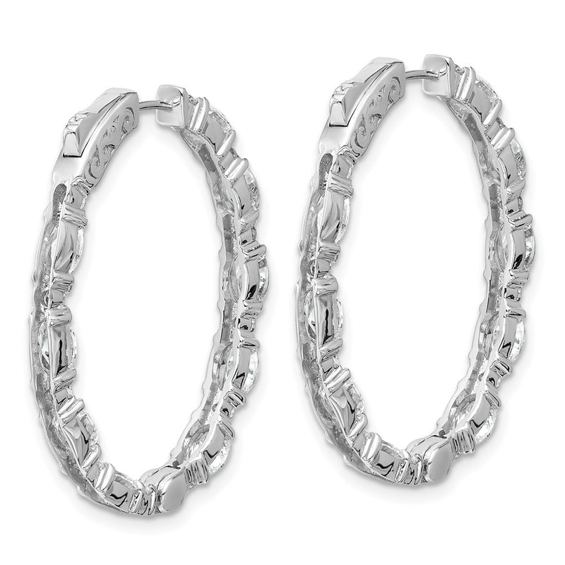 14K White Gold 5 1/4 carat Lab Grown Diamond VS+ F+ Oval and Round Complete In and Out Hoop Earrings