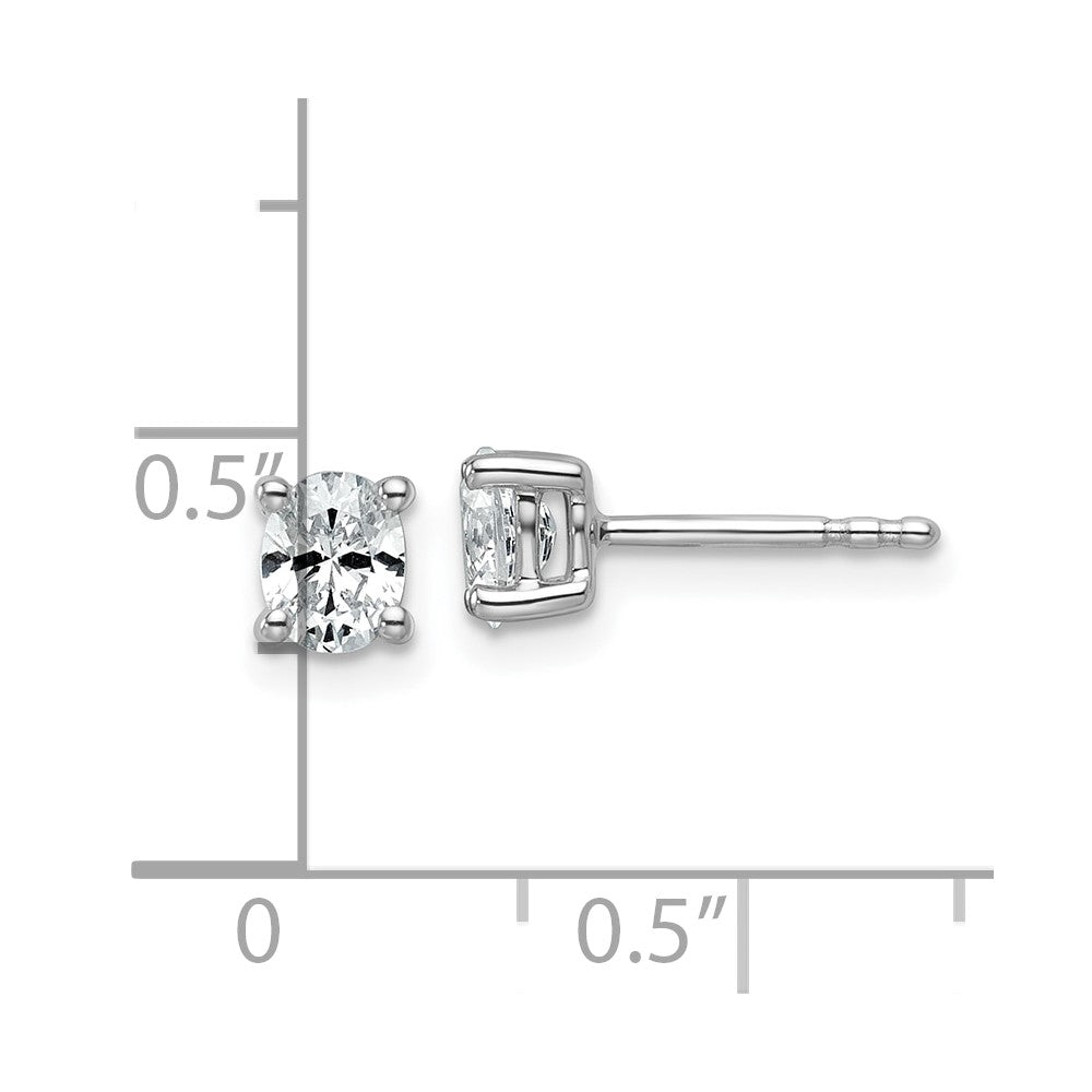 14K White Gold 1/2 Ctw Lab Grown Diamond Vs+ F+ Oval 4 Prong Heavy Wt. Stud Earrings