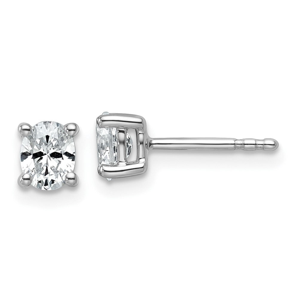 14K White Gold 1/2 Ctw Lab Grown Diamond Vs+ F+ Oval 4 Prong Heavy Wt. Stud Earrings