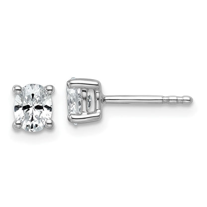 14K White Gold 1/2 Ctw Lab Grown Diamond Vs+ F+ Oval 4 Prong Heavy Wt. Stud Earrings