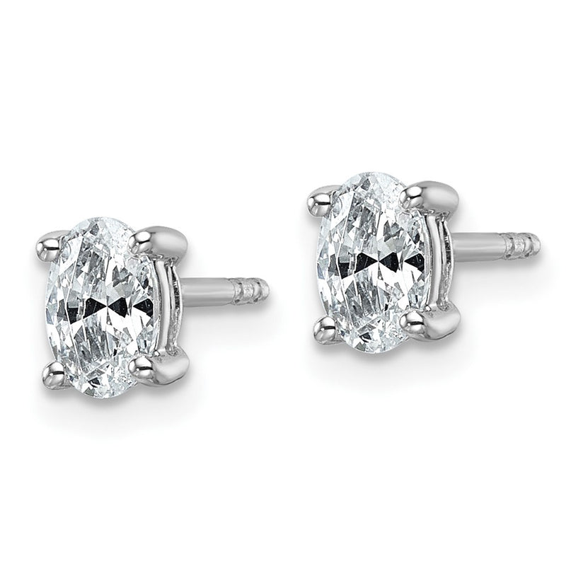 14K White Gold 3/4 Ctw Lab Grown Diamond Vs+ F+ Oval 4 Prong Heavy Wt. Stud Earrings