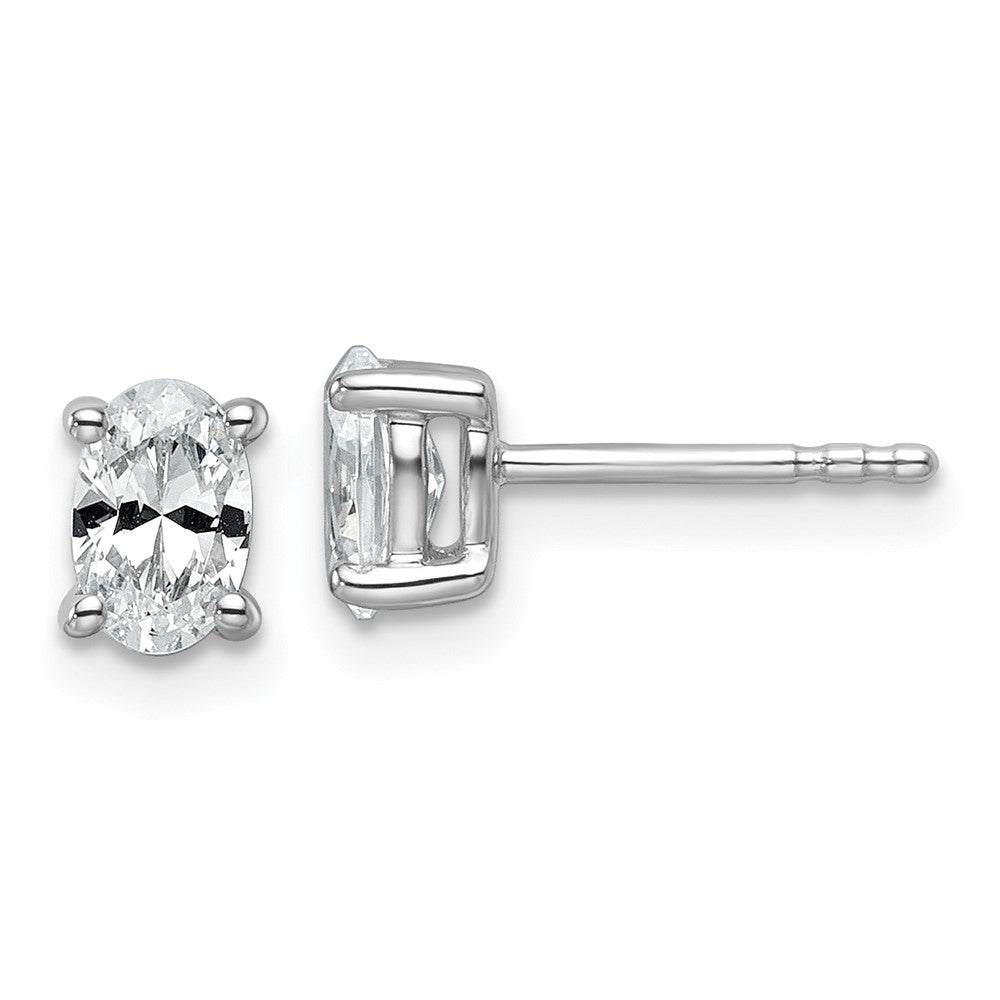14K White Gold 3/4 Ctw Lab Grown Diamond Vs+ F+ Oval 4 Prong Heavy Wt. Stud Earrings