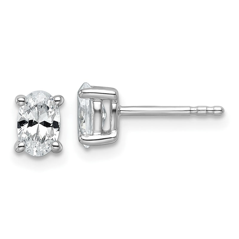 14K White Gold 3/4 Ctw Lab Grown Diamond Vs+ F+ Oval 4 Prong Heavy Wt. Stud Earrings