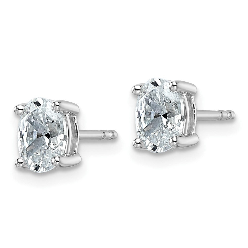 14K White Gold 1 Ctw Lab Grown Diamond Vs+ F+ Oval 4 Prong Heavy Wt. Stud Earrings