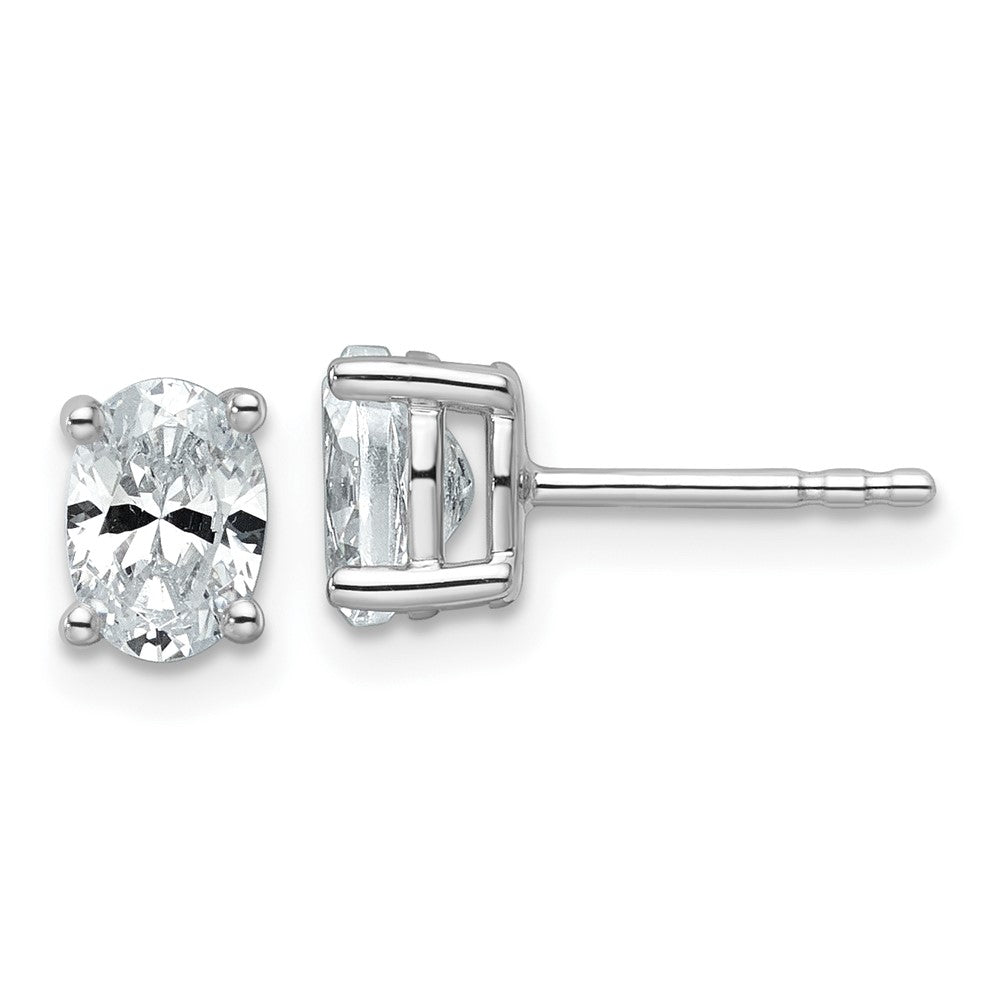 14K White Gold 1 Ctw Lab Grown Diamond Vs+ F+ Oval 4 Prong Heavy Wt. Stud Earrings
