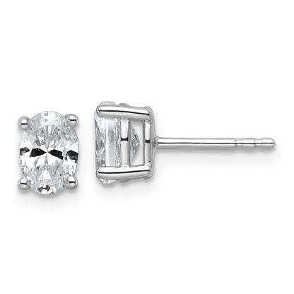 14K White Gold 1 Ctw Lab Grown Diamond Vs+ F+ Oval 4 Prong Heavy Wt. Stud Earrings