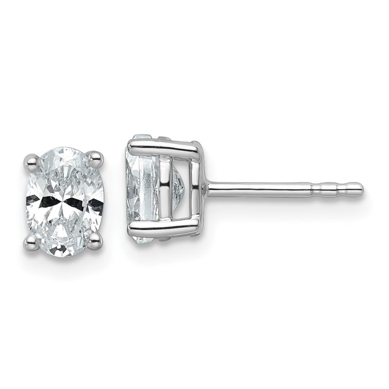 14K White Gold 1 Ctw Lab Grown Diamond Vs+ F+ Oval 4 Prong Heavy Wt. Stud Earrings