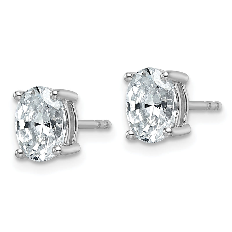 14K White Gold 1 1/2 Ctw Lab Grown Diamond Vs+ F+ Oval 4 Prong Heavy Wt. Stud Earrings