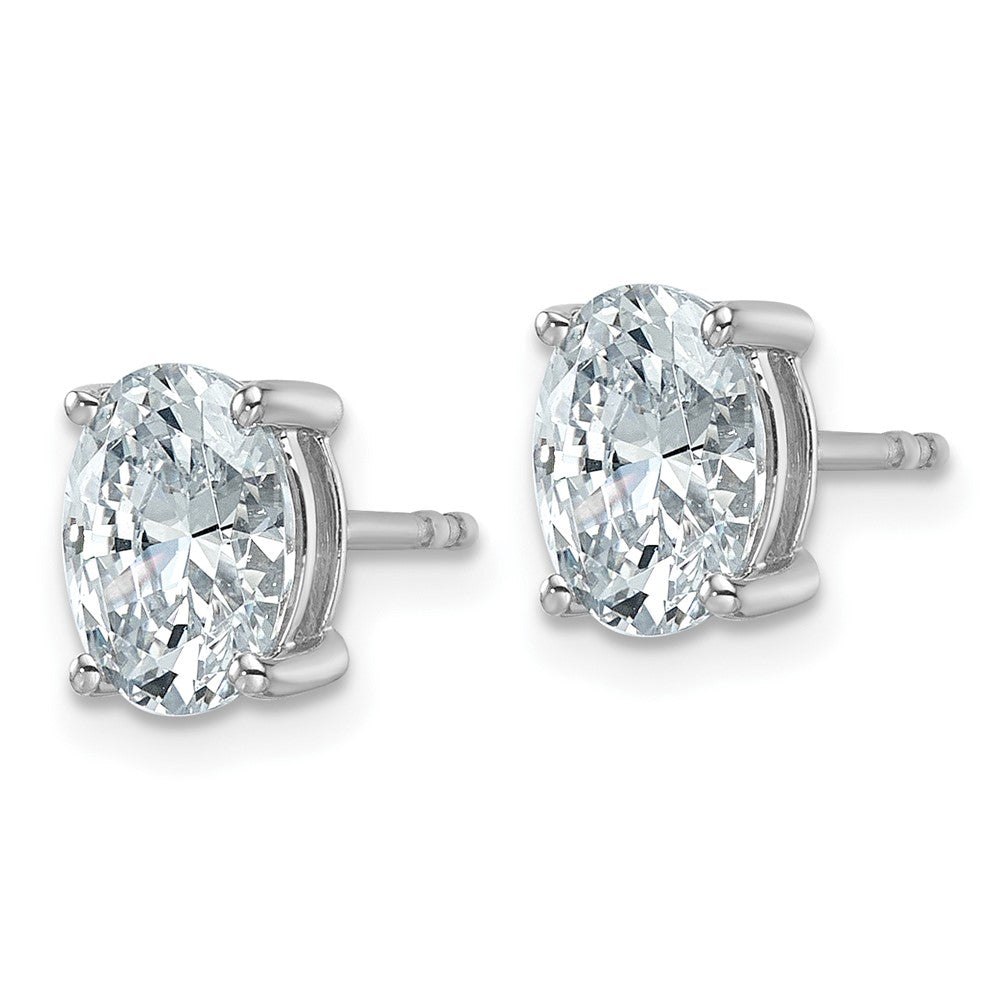 14K White Gold 2 Ctw Lab Grown Diamond Vs+ F+ Oval 4 Prong Heavy Wt. Stud Earrings