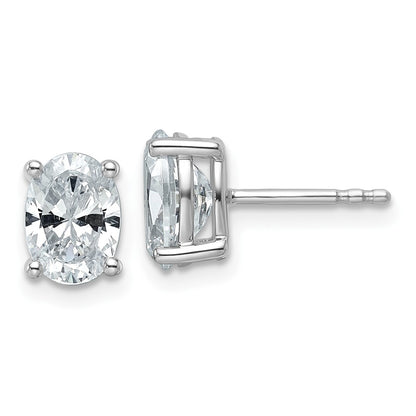 14K White Gold 2 Ctw Lab Grown Diamond Vs+ F+ Oval 4 Prong Heavy Wt. Stud Earrings