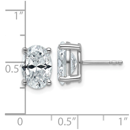 14K White Gold 4 Ctw Lab Grown Diamond Vs+ F+ Oval Prong Heavy Wt. Stud Earrings