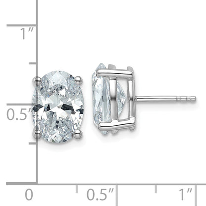 14K White Gold 5 Ctw Lab Grown Diamond Vs+ F+ Oval 4 Prong Heavy Wt. Stud Earrings