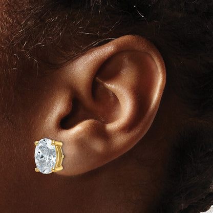 14K Yellow Gold 5 Ctw Lab Grown Diamond Vs+ F+ Oval 4 Prong Heavy Wt. Stud Earrings