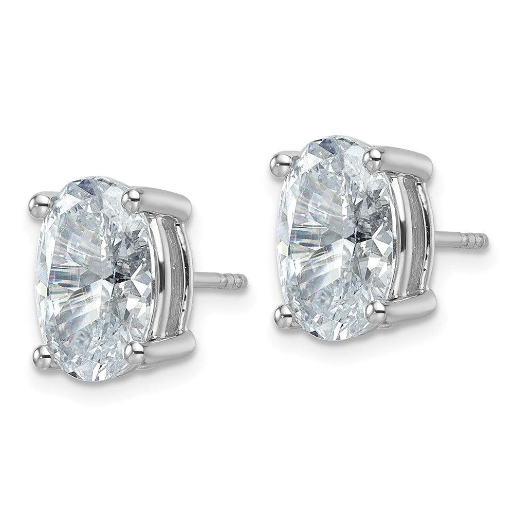 14K White Gold 6 Ctw Lab Grown Diamond Vs+ F+ Oval 4 Prong Heavy Wt. Stud Earrings