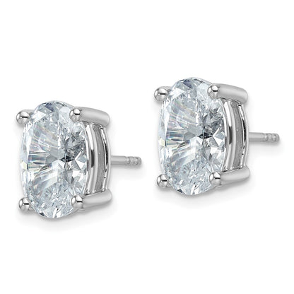 14K White Gold 6 Ctw Lab Grown Diamond Vs+ F+ Oval 4 Prong Heavy Wt. Stud Earrings