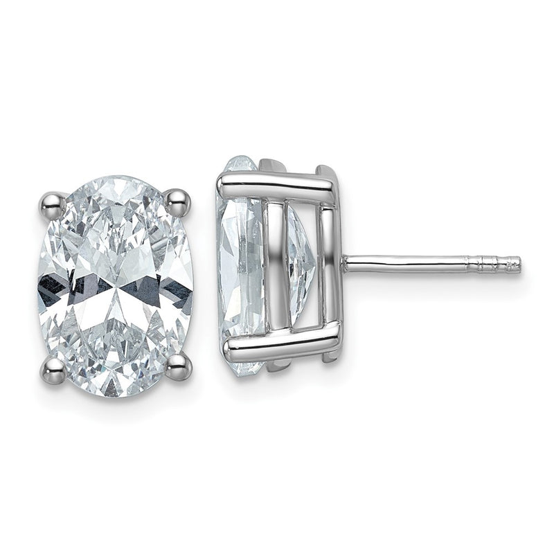 14K White Gold 6 Ctw Lab Grown Diamond Vs+ F+ Oval 4 Prong Heavy Wt. Stud Earrings