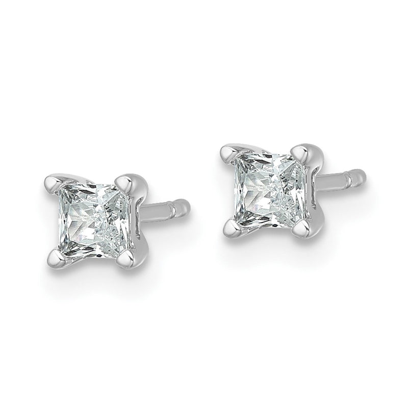 14K White Gold 1/2 Ctw Lab Grown Diamond Vs+ F+ Princess 4 Prong Heavy Wt. Stud Earrings
