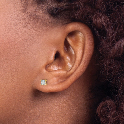14K Yellow Gold 1/2 Ctw Lab Grown Diamond Vs+ F+ Princess 4 Prong Heavy Wt. Stud Earrings