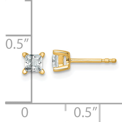 14K Yellow Gold 1/2 Ctw Lab Grown Diamond Vs+ F+ Princess 4 Prong Heavy Wt. Stud Earrings