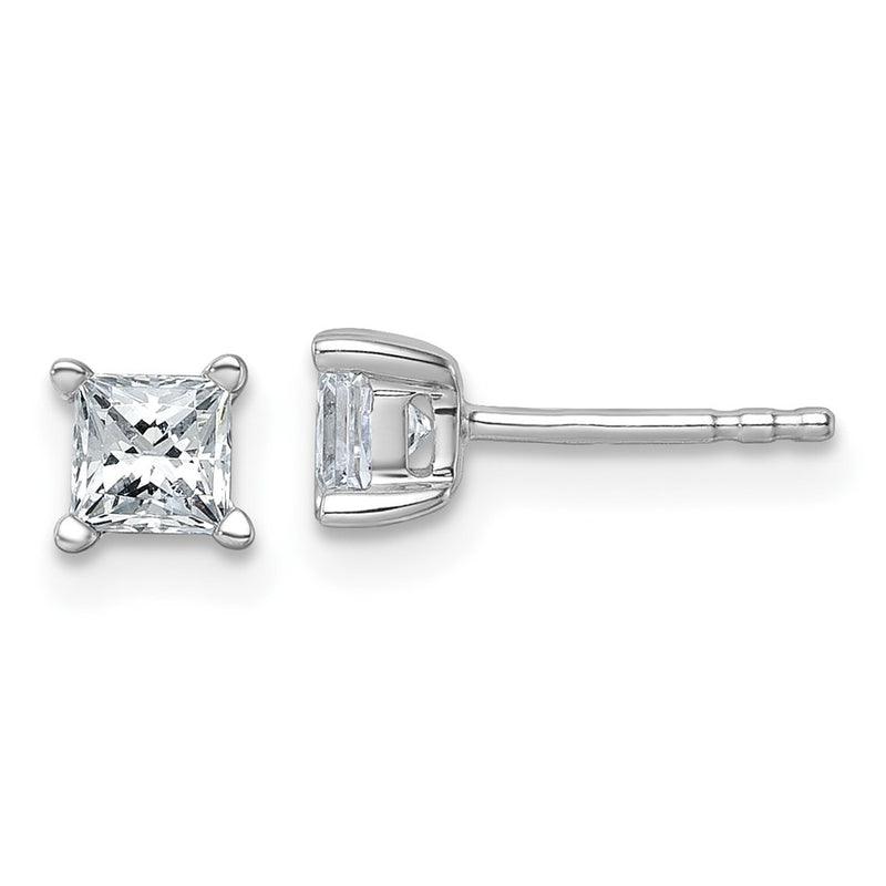14K White Gold 3/4 Ctw Lab Grown Diamond Vs+ F+ Princess 4 Prong Heavy Wt. Stud Earrings