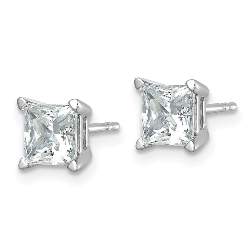 14K White Gold 2 Ctw Lab Grown Diamond Vs+ F+ Princess 4 Prong Heavy Wt. Stud Earrings
