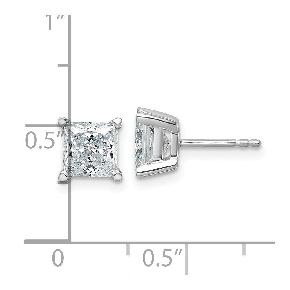 14K White Gold 3 Ctw Lab Grown Diamond Vs+ F+ Princess 4 Prong Heavy Wt. Stud Earrings