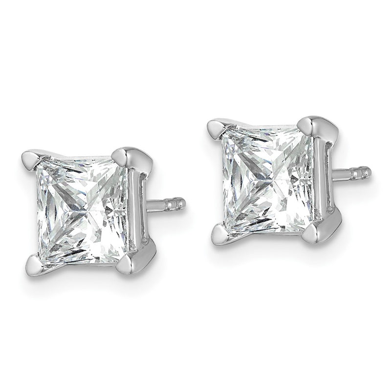 14K White Gold 5 Ctw Lab Grown Diamond Vs+ F+ Princess 4 Prong Heavy Wt. Stud Earrings