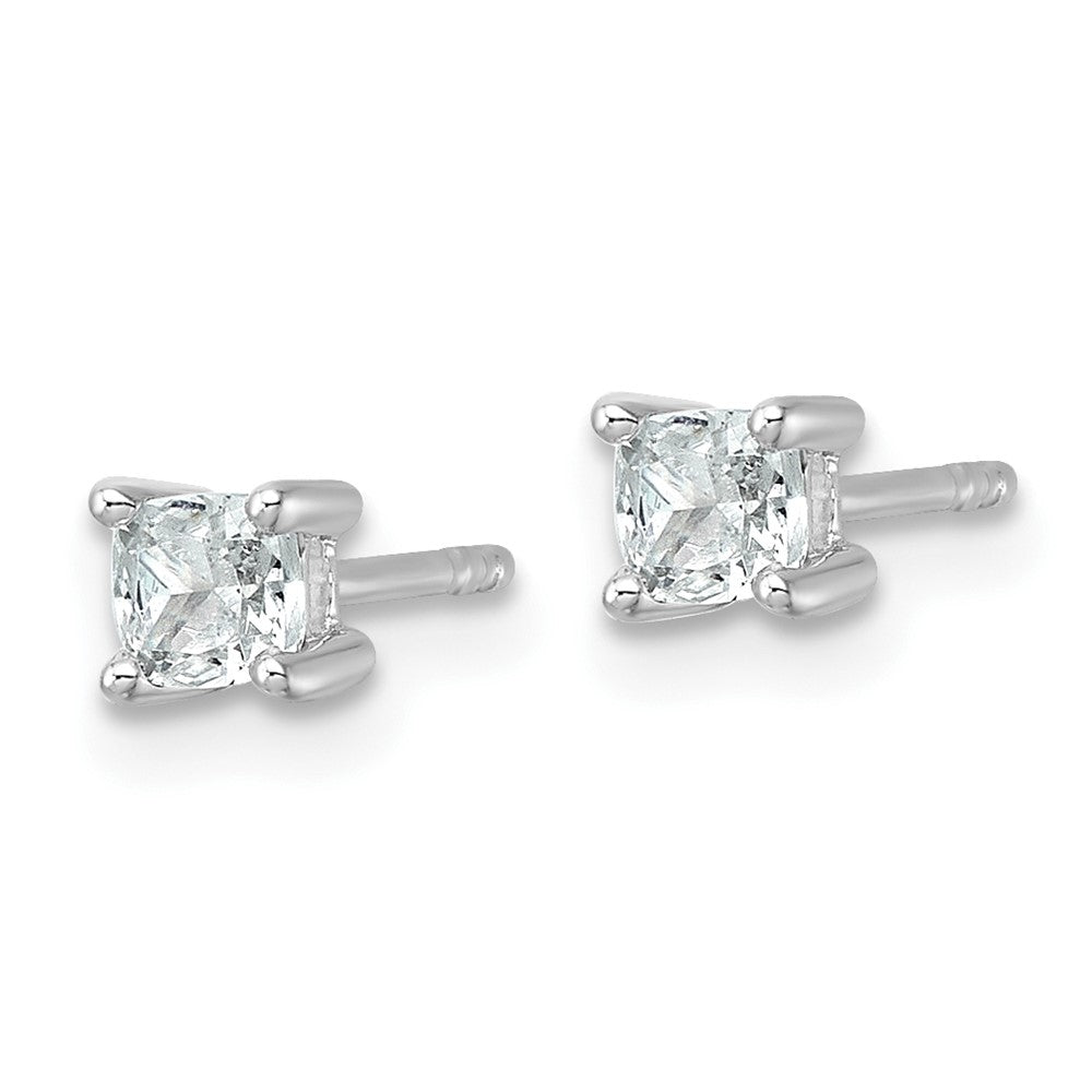 14K White Gold 1/2 Ctw Lab Grown Diamond Vs+ F+ Cushion 4 Prong Heavy Wt. Stud Earrings