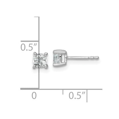 14K White Gold 3/4 Ctw Lab Grown Diamond Vs+ F+ Cushion 4 Prong Heavy Wt. Stud Earrings