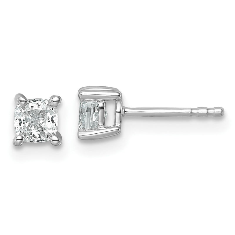 14K White Gold 3/4 Ctw Lab Grown Diamond Vs+ F+ Cushion 4 Prong Heavy Wt. Stud Earrings